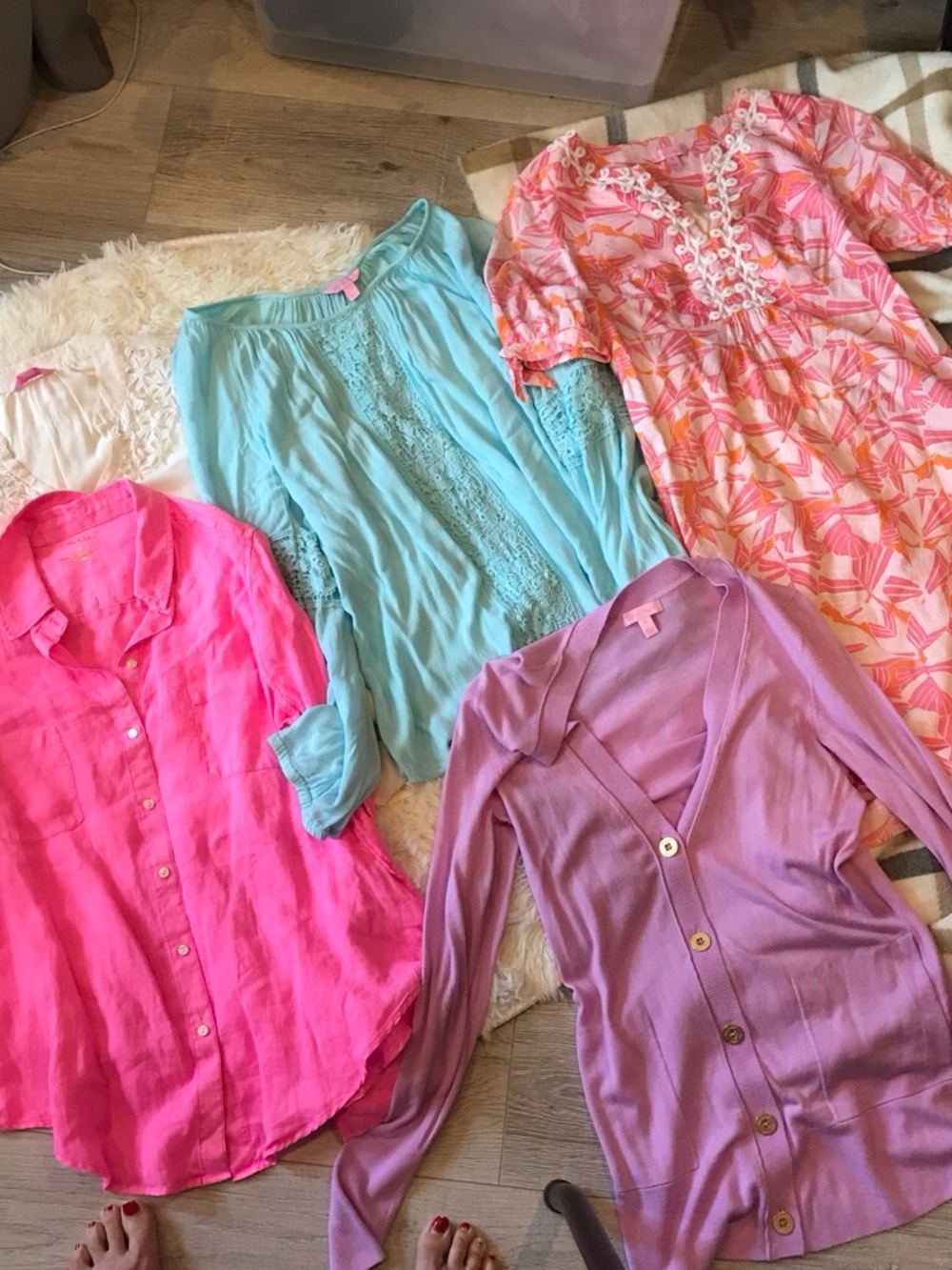 Lilly Pulitzer Pink, Aqua & Lavender Women Tops Set